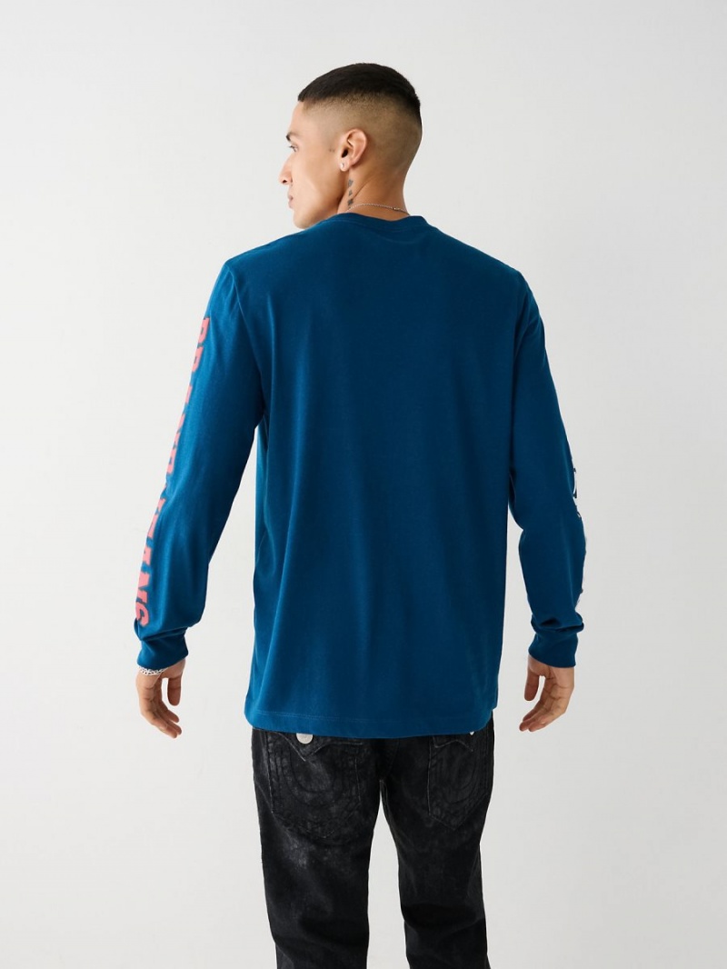 Poseidon True Religion Long Sleeve Logo T Shirts | 0781-DGUET