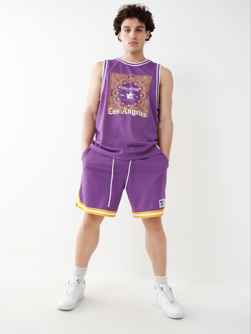 Purple True Religion Mesh Jersey Tanks | 9187-BHPWT