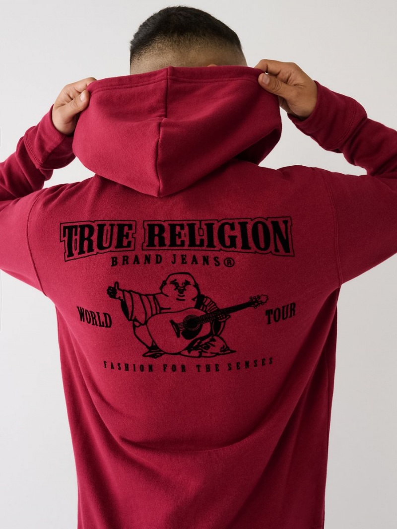 RED / ACE BLUE / HEATHER GREY True Religion Classic Logo Zip Hoodie | 6973-GIHSV