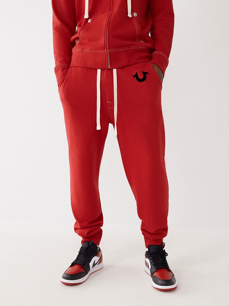 RUBY RED W BLACK True Religion Classic Logo Jogger | 8926-OMEGB