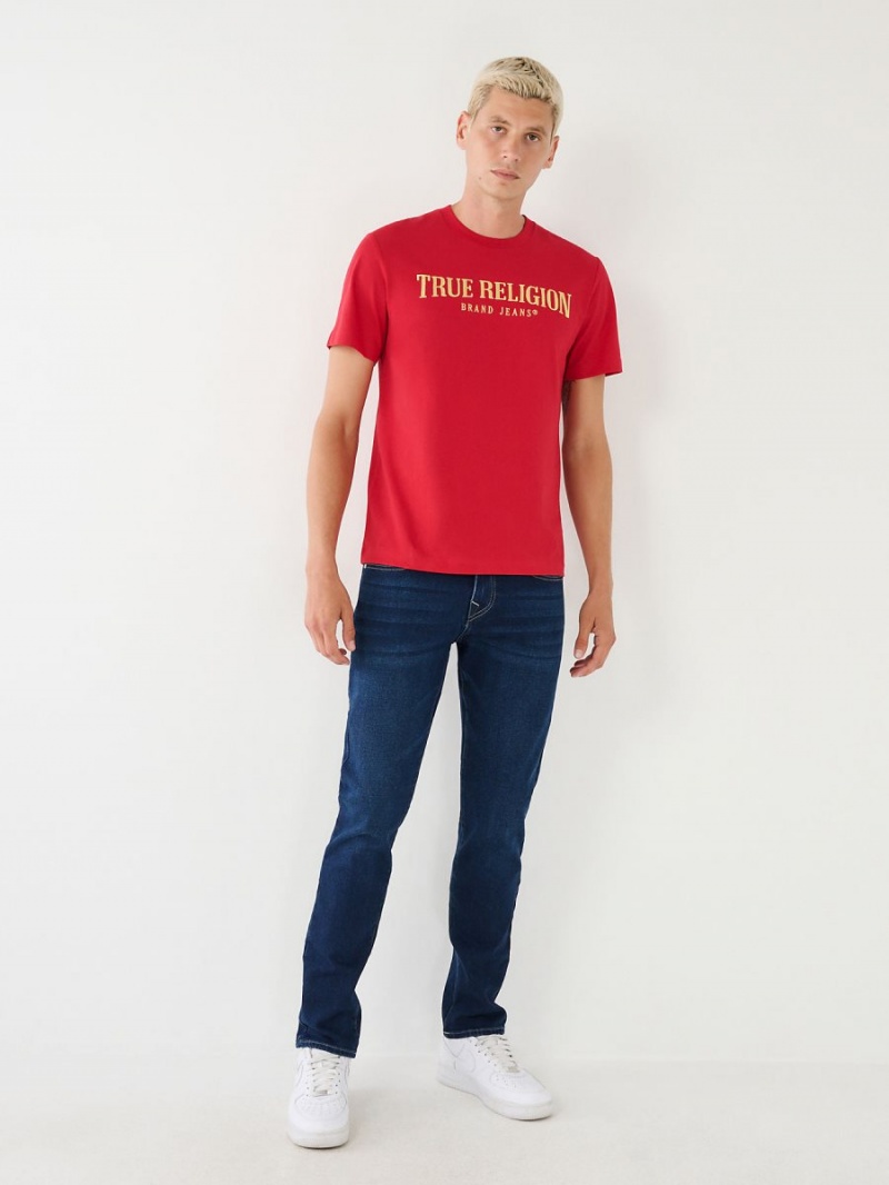 Red/Tangerine True Religion Logo T Shirts | 0735-SWJYM