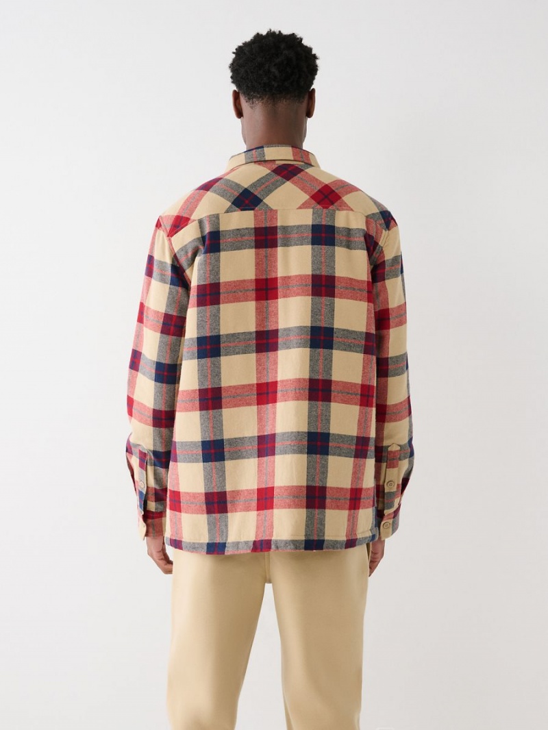 Red Multi True Religion Plaid Flannel Shacket | 3526-XUSCL