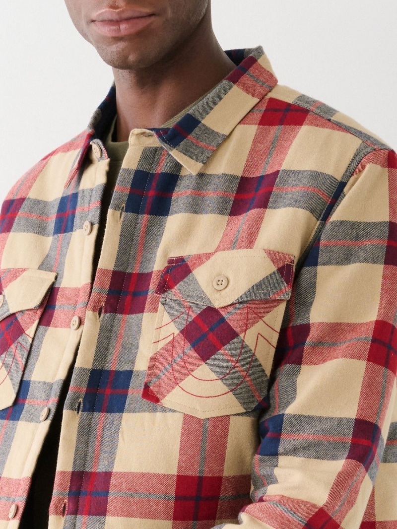 Red Multi True Religion Plaid Flannel Shacket | 3526-XUSCL