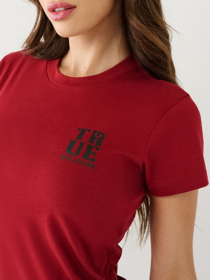 Red True Religion Logo T Shirts | 6452-MBUTZ