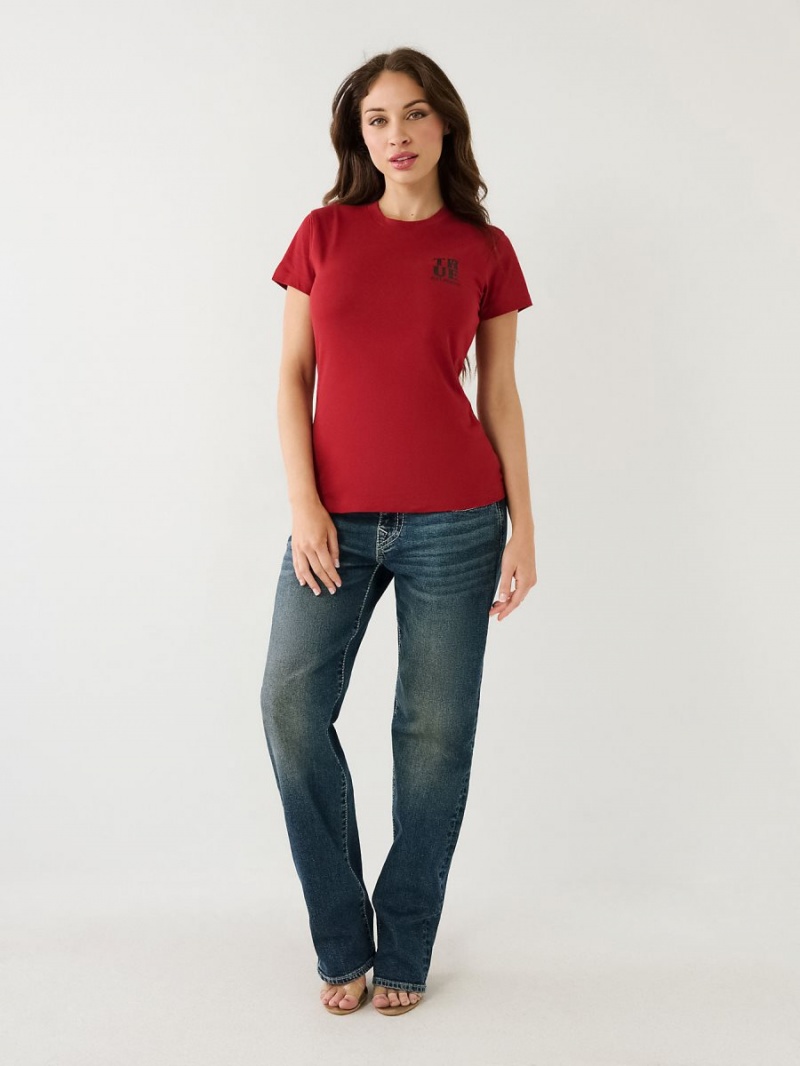 Red True Religion Logo T Shirts | 6452-MBUTZ