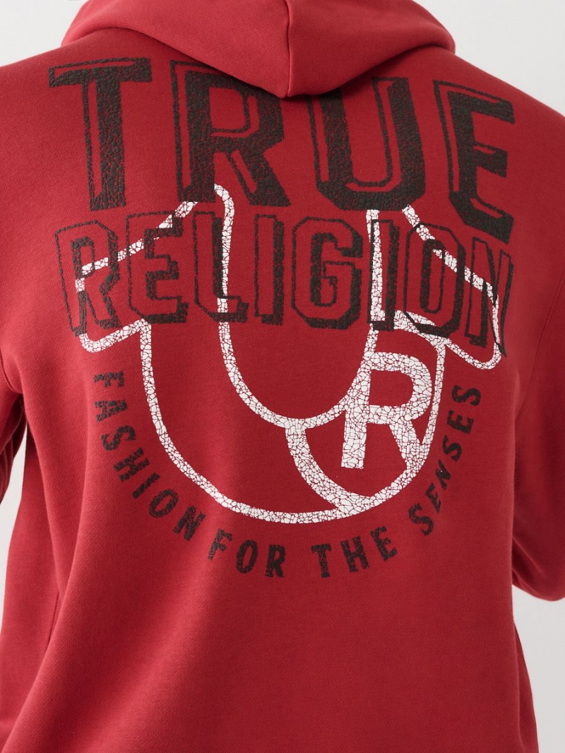 Red True Religion Logo Zip Hoodie | 1846-WBMXJ