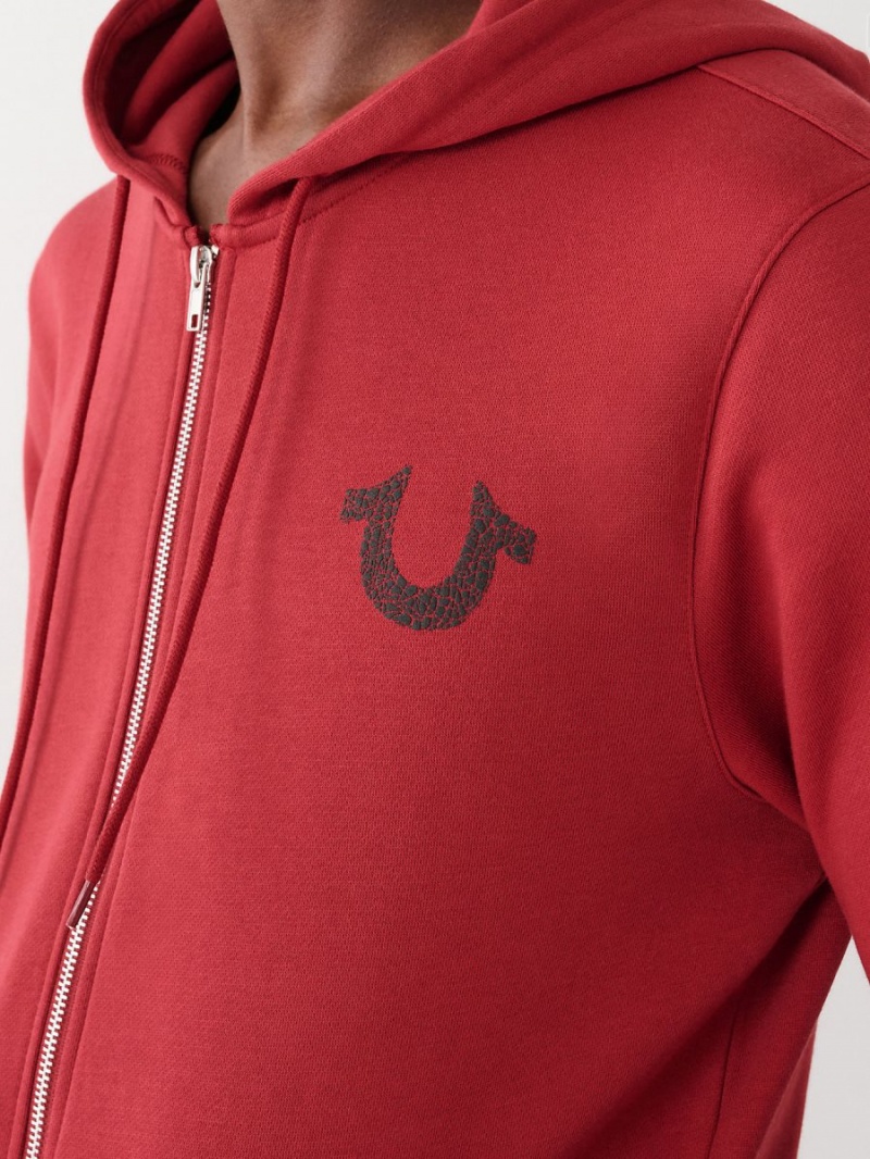 Red True Religion Logo Zip Hoodie | 1846-WBMXJ