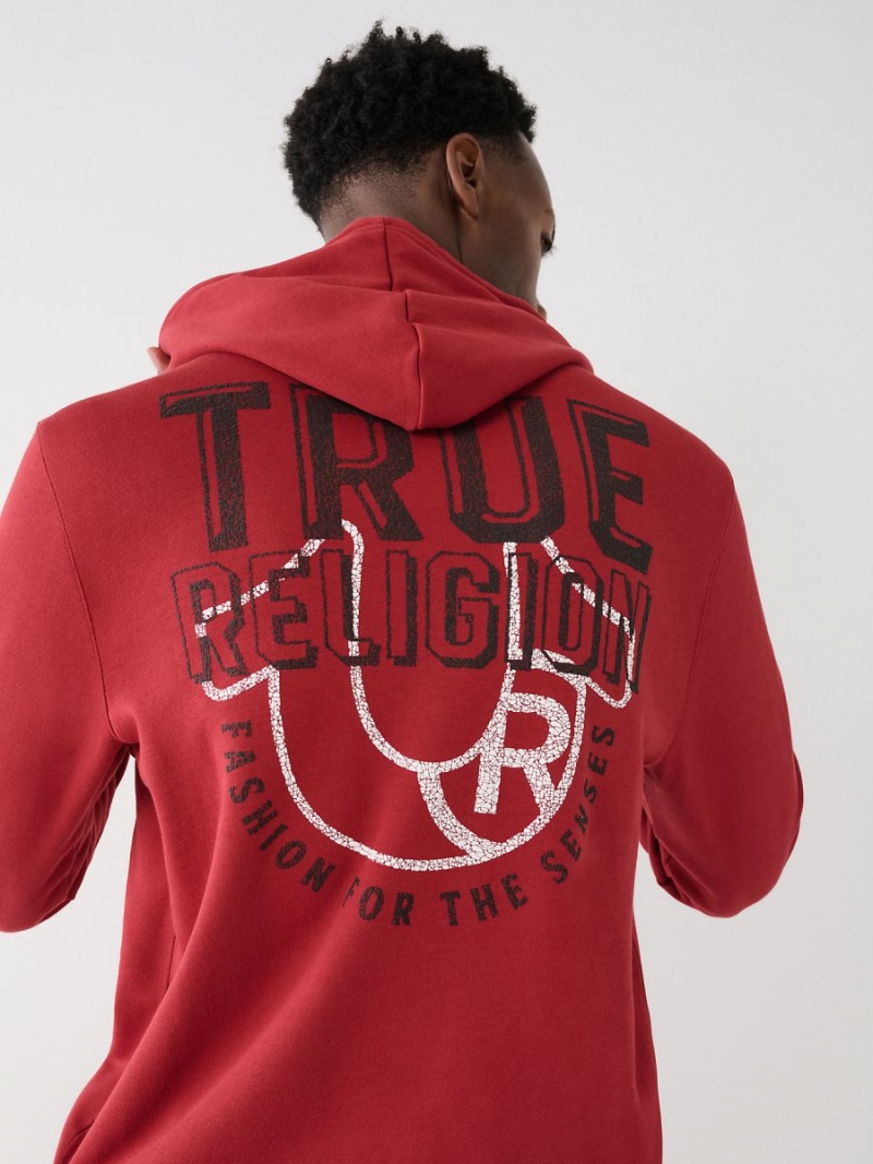 Red True Religion Logo Zip Hoodie | 1846-WBMXJ