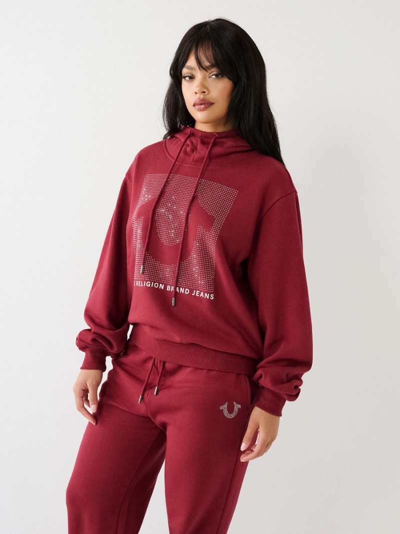 Redwood True Religion Crystal Relaxed Hoodie | 0968-FRNPC