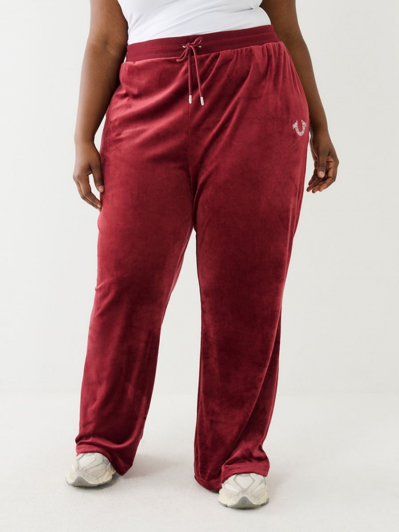 Redwood True Religion Crystal Velour Logo Track Pants | 7820-DYWHR