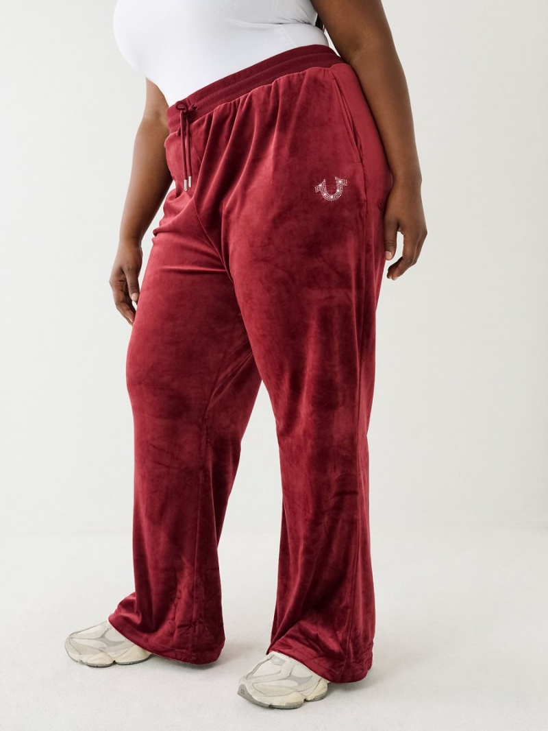 Redwood True Religion Crystal Velour Logo Track Pants | 7820-DYWHR