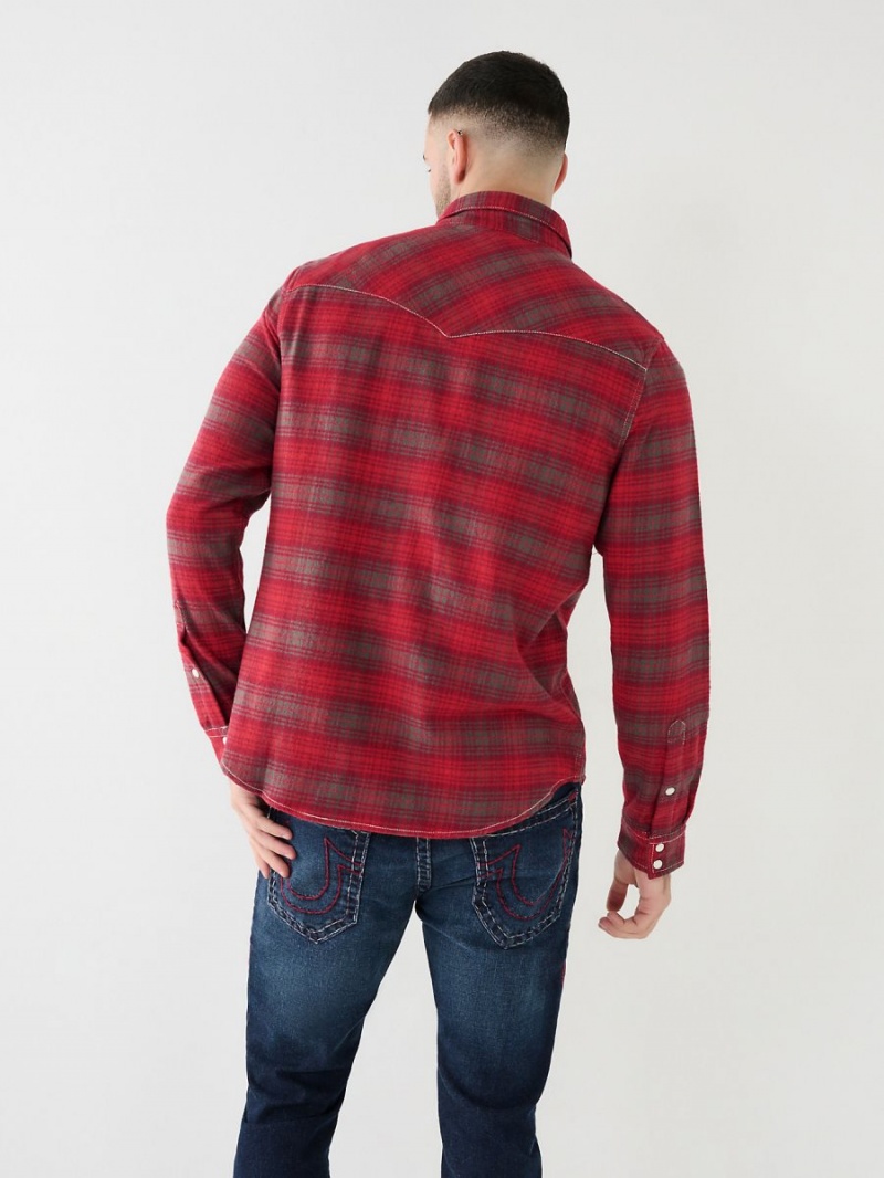 Redwood True Religion Plaid Big T Western Shirts | 6581-OWFED