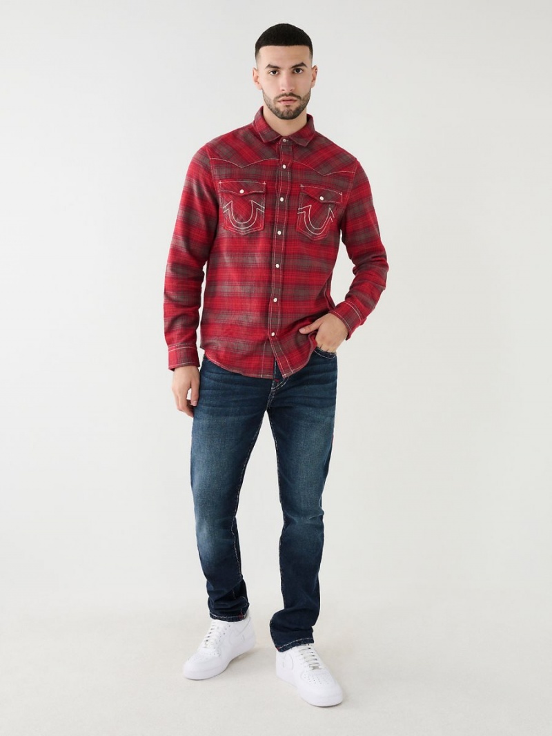 Redwood True Religion Plaid Big T Western Shirts | 6581-OWFED