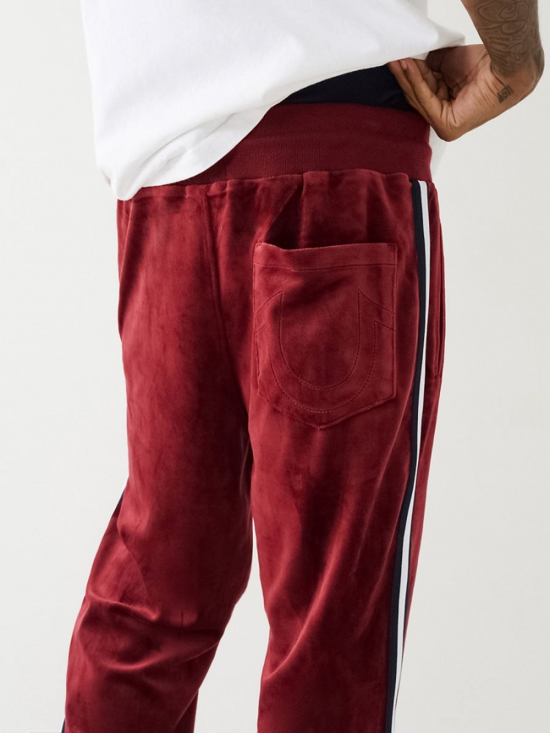 Redwood True Religion Velour Logo Varsity Stripe Track Pants | 1309-HQDRM