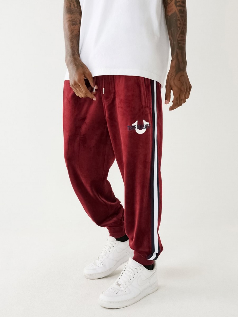 Redwood True Religion Velour Logo Varsity Stripe Track Pants | 1309-HQDRM