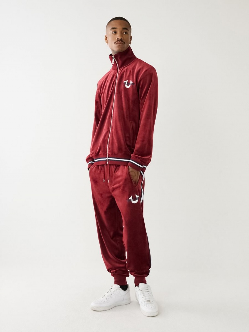 Redwood True Religion Velour Logo Varsity Stripe Track Pants | 1309-HQDRM