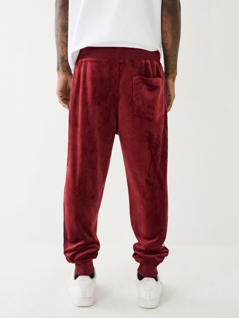 Redwood True Religion Velour Logo Varsity Stripe Track Pants | 1309-HQDRM