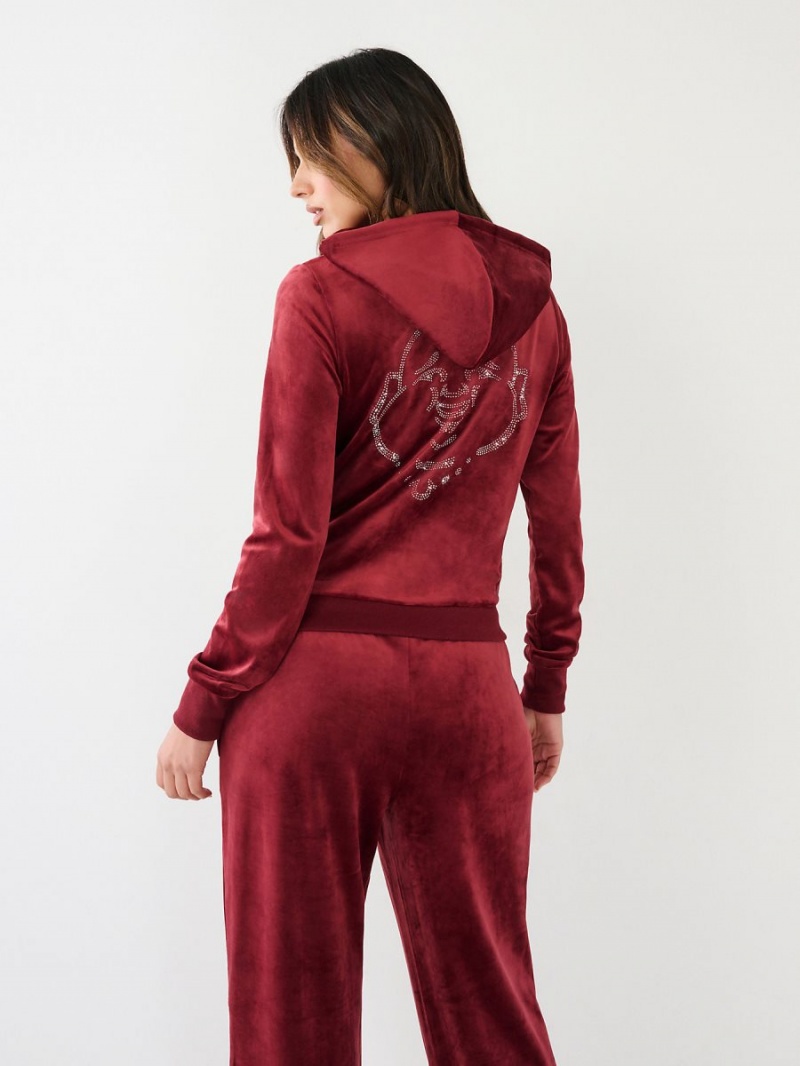 Redwood True Religion Velour Zip Hoodie | 2789-XWMDK