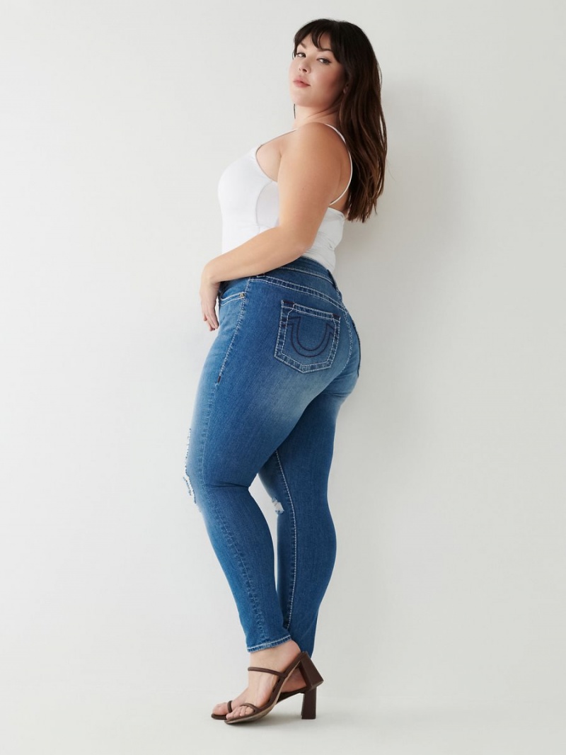 Ritzy Destroyed True Religion Halle Big T Super Skinny Jeans | 2403-NXWVO