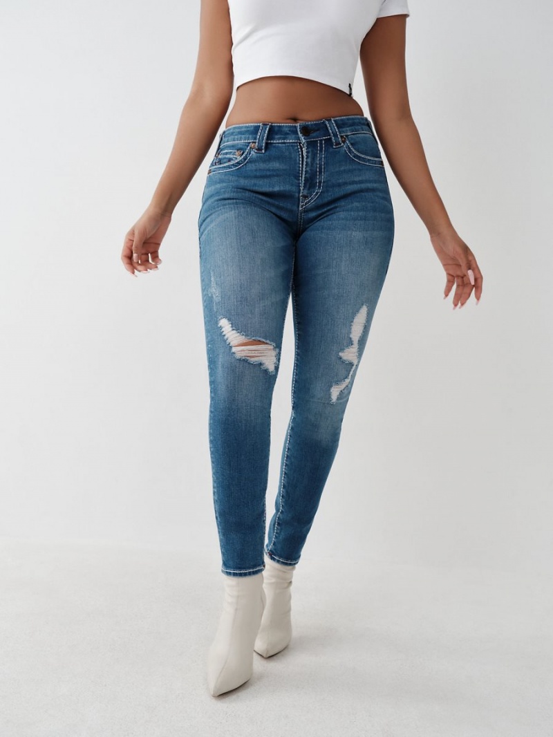 Ritzy Destroyed True Religion Halle Big T Super Skinny Jeans | 2403-NXWVO