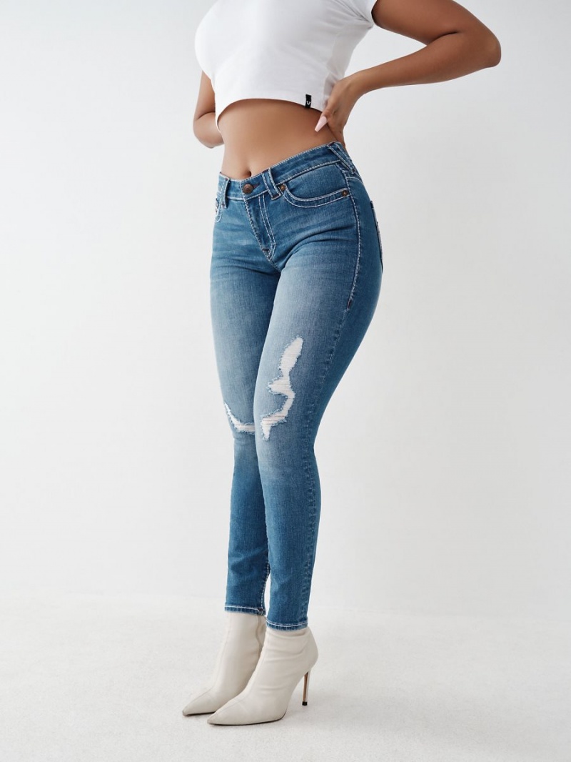 Ritzy Destroyed True Religion Halle Big T Super Skinny Jeans | 2403-NXWVO