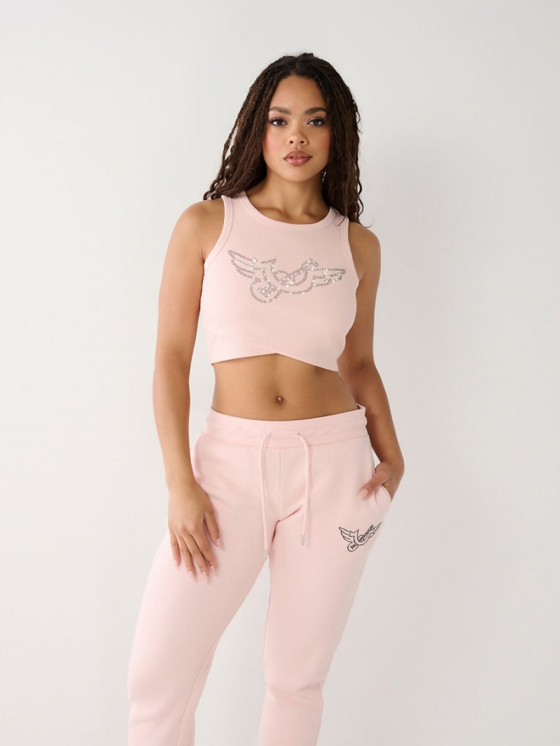 Rose True Religion Crystal Crop Tanks | 7139-LNZKW