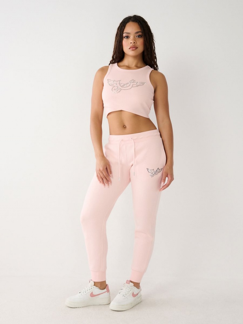 Rose True Religion Crystal Logo Jogger | 8365-JLOMS