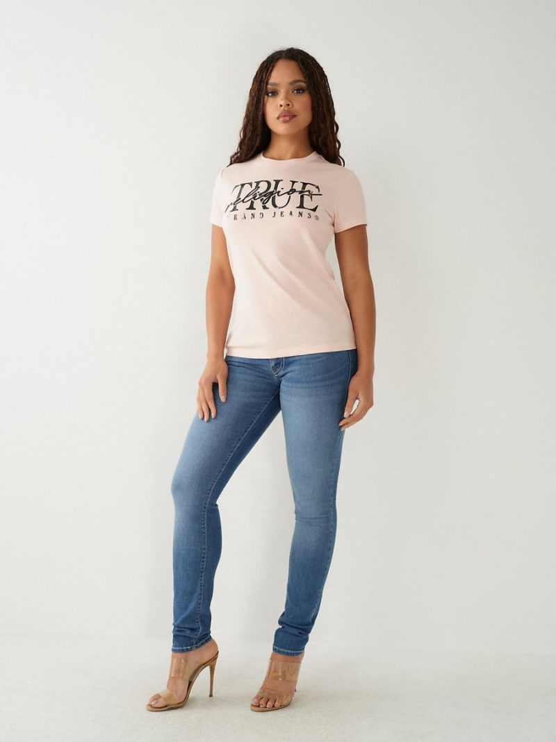 Rose True Religion Logo T Shirts | 4867-JXDNU