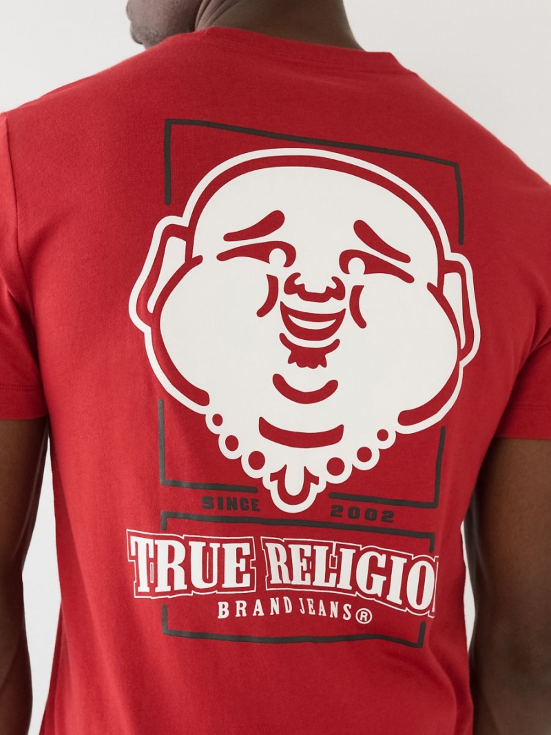 Ruby Red True Religion Big Buddha Crew Neck T Shirts | 2310-FGPJB