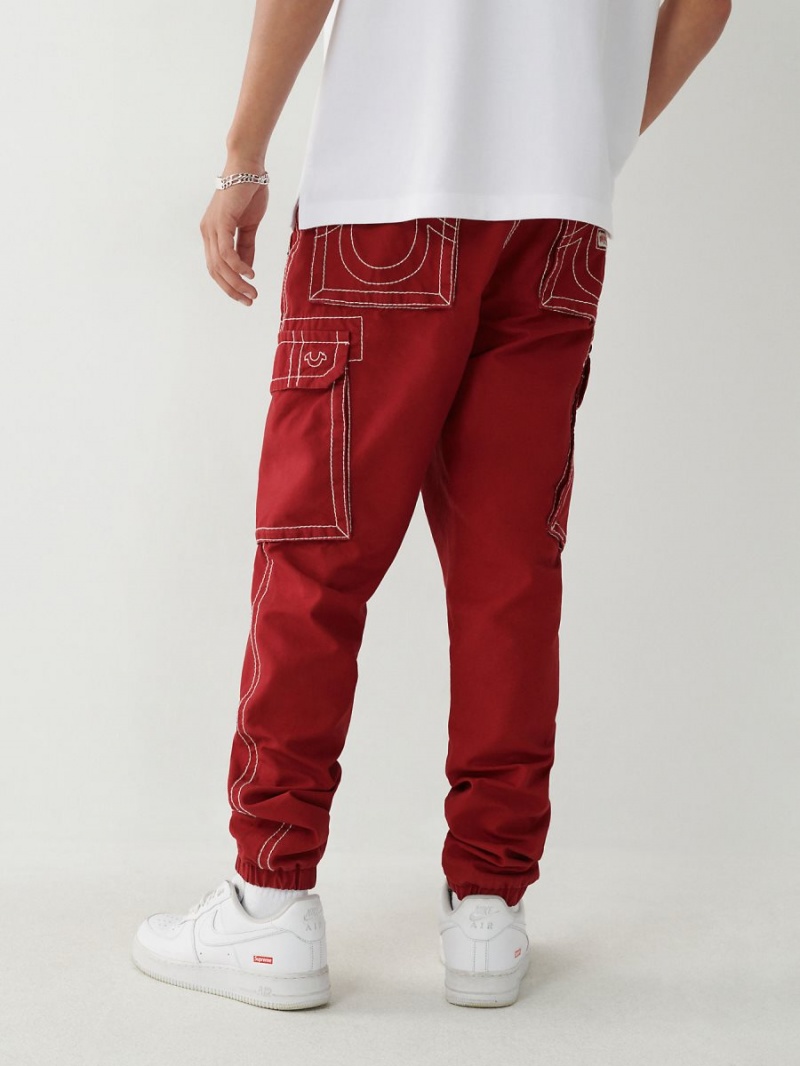 Ruby Red True Religion Big T Cargo Jogger Pants | 0134-RBFJT