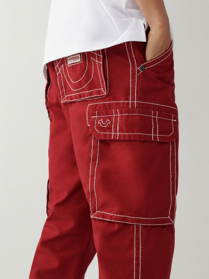 Ruby Red True Religion Big T Cargo Jogger Pants | 0134-RBFJT