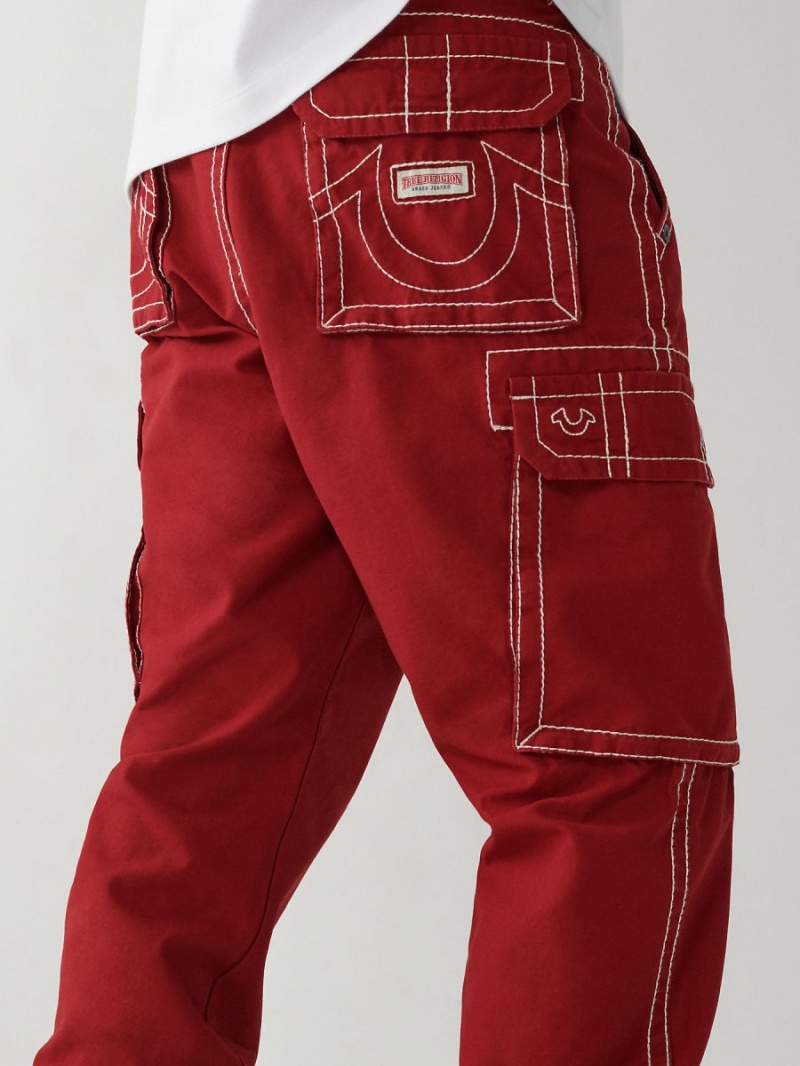 Ruby Red True Religion Big T Cargo Jogger Pants | 0134-RBFJT