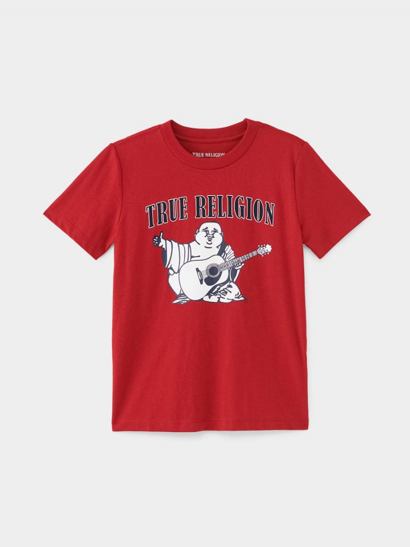 Ruby Red True Religion Boys Buddha Logo T Shirts | 2031-OZQNR