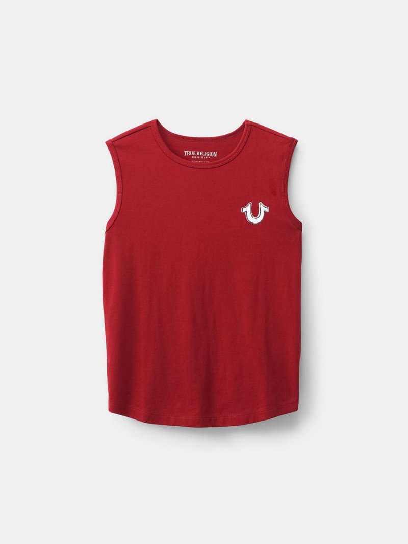 Ruby Red True Religion Boys Logo Tanks | 8245-YMJIN