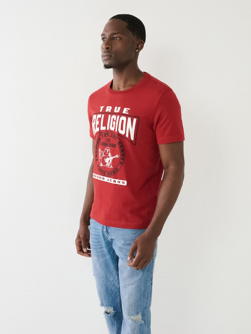 Ruby Red True Religion Buddha Logo Crew Neck T Shirts | 6170-JEWMZ