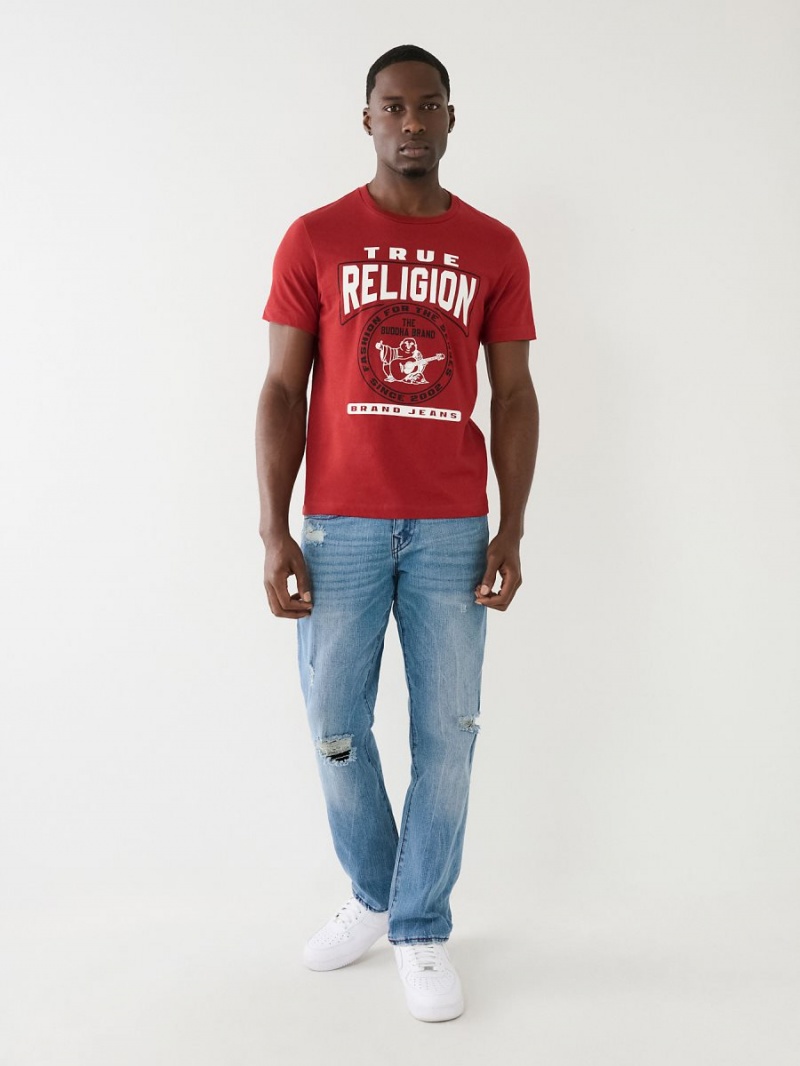 Ruby Red True Religion Buddha Logo Crew Neck T Shirts | 6170-JEWMZ