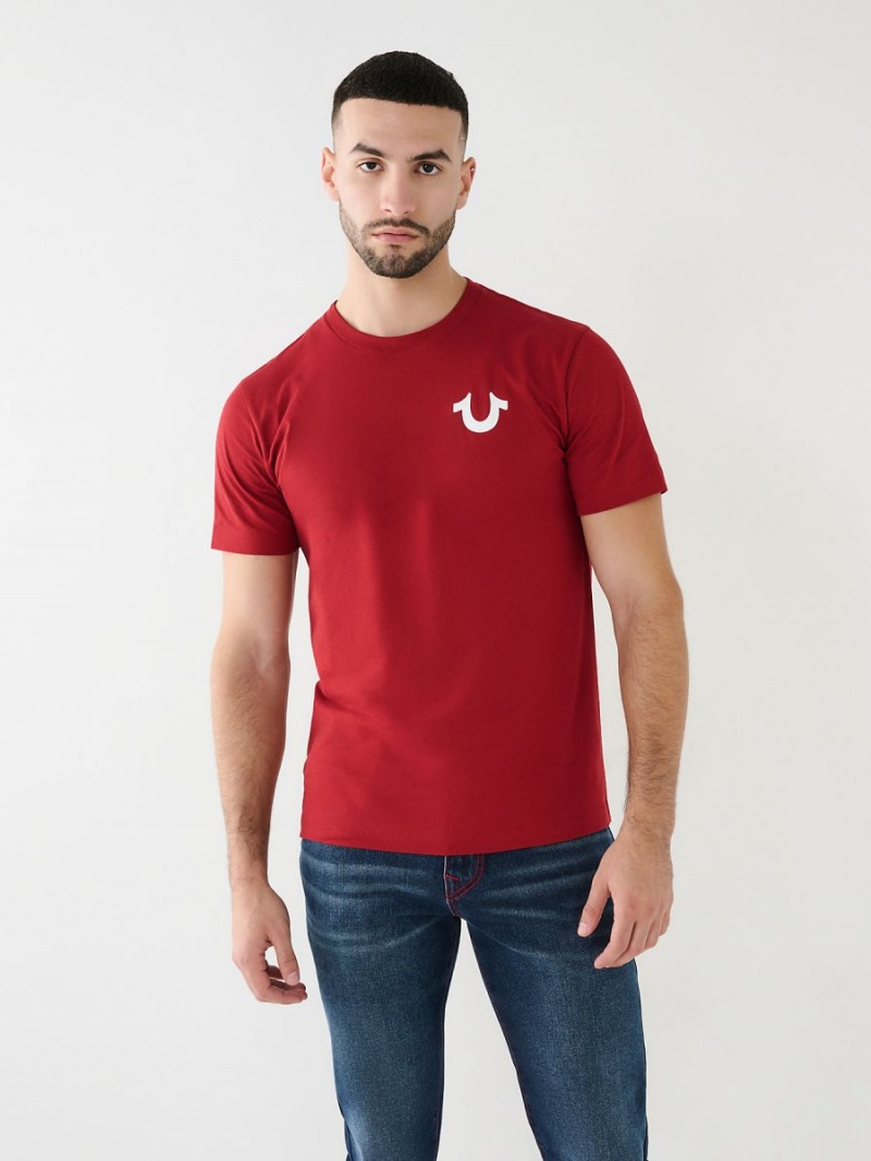 Ruby Red True Religion Buddha Logo T Shirts | 1825-YTJIS