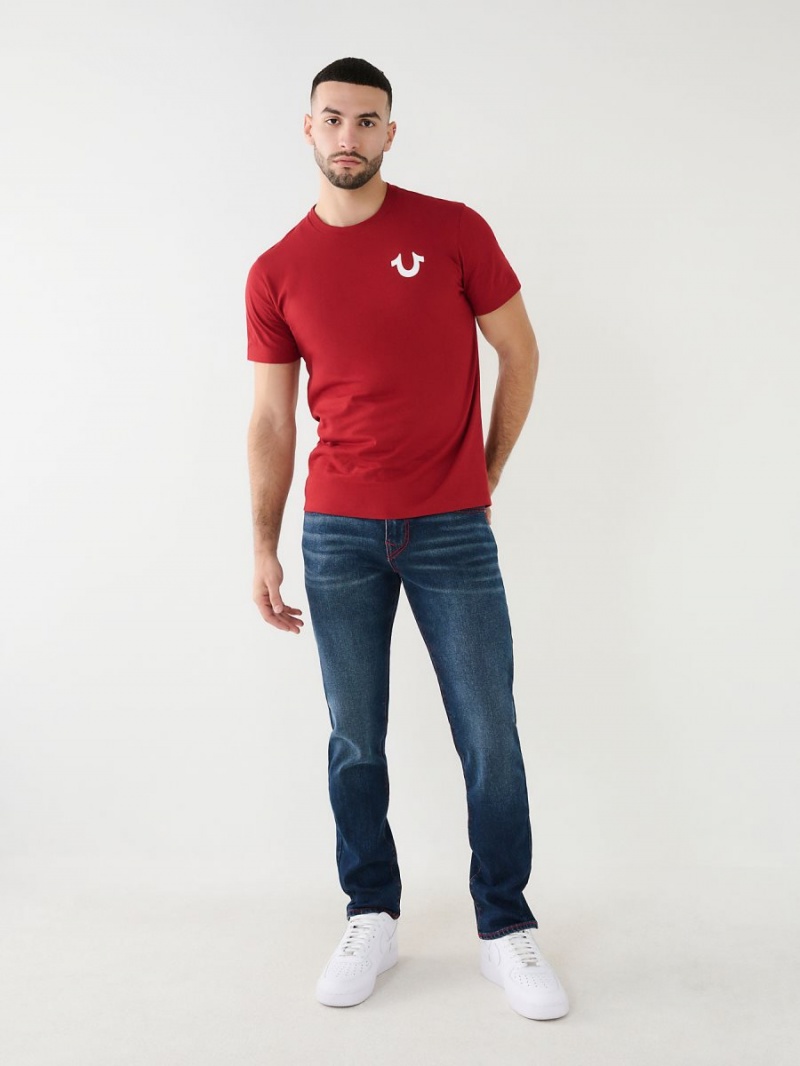 Ruby Red True Religion Buddha Logo T Shirts | 1825-YTJIS