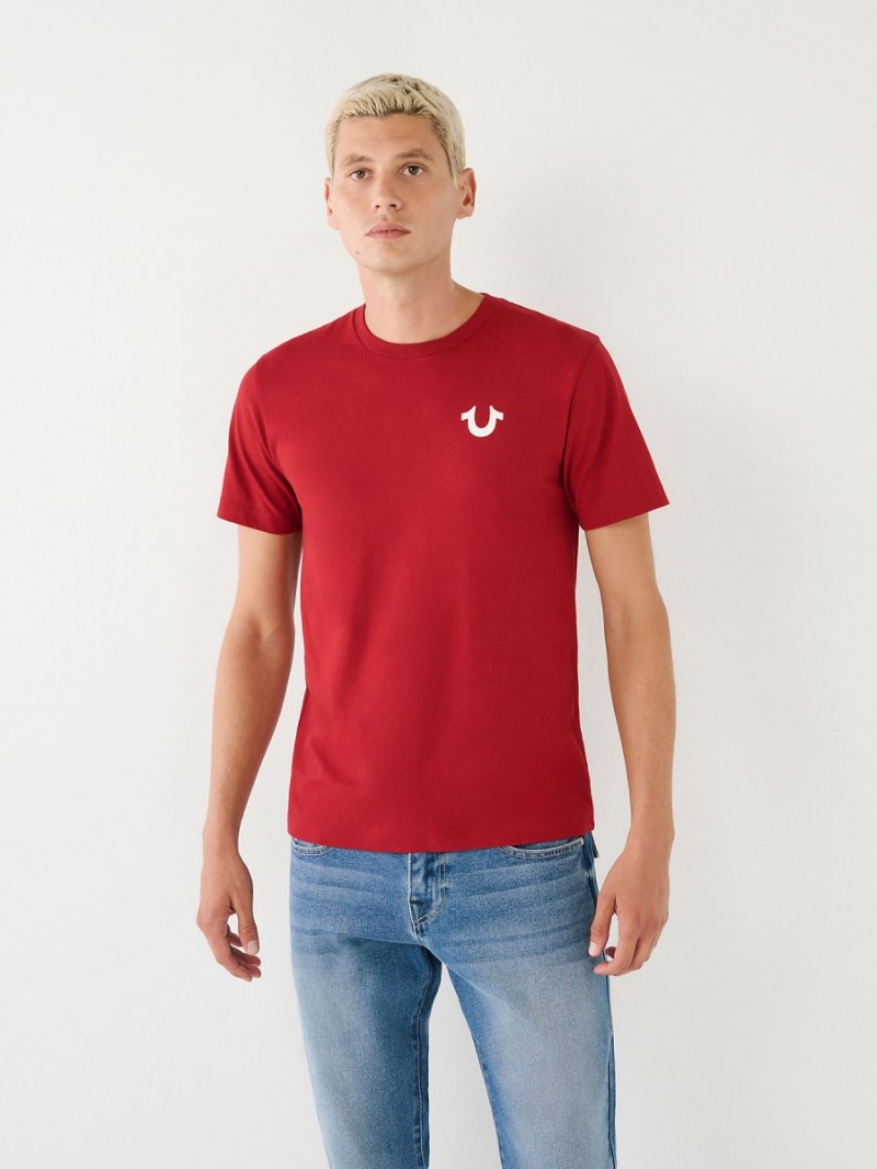 Ruby Red True Religion Buddha Logo T Shirts | 6593-LTOPD