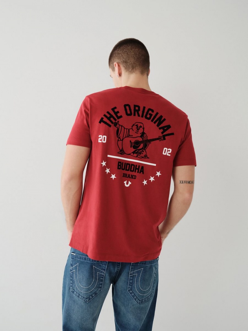 Ruby Red True Religion Buddha Logo T Shirts | 7398-RIKGJ