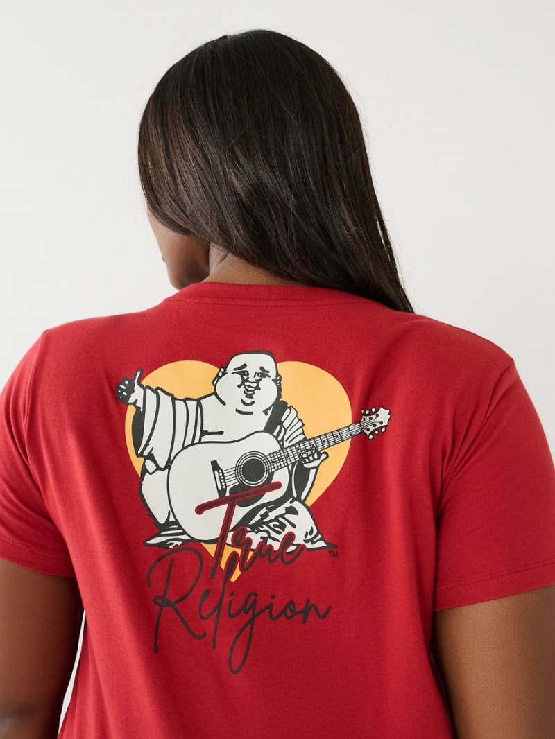 Ruby Red True Religion Buddha Logo T Shirts | 1926-BWZHN