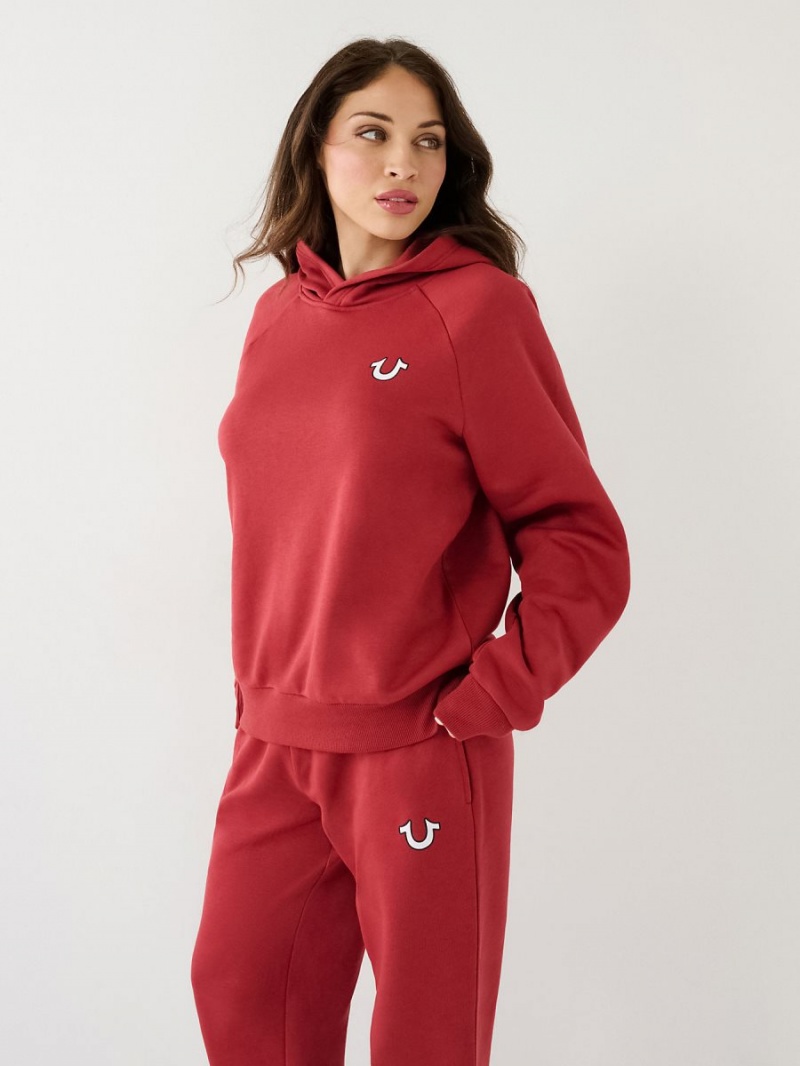 Ruby Red True Religion Buddha Relaxed Hoodie | 5976-RMJUX