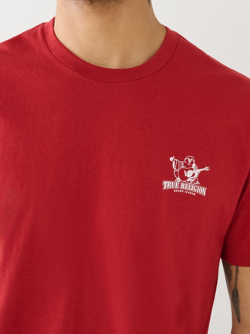 Ruby Red True Religion Buddha Sunrise Logo T Shirts | 1286-OPREV