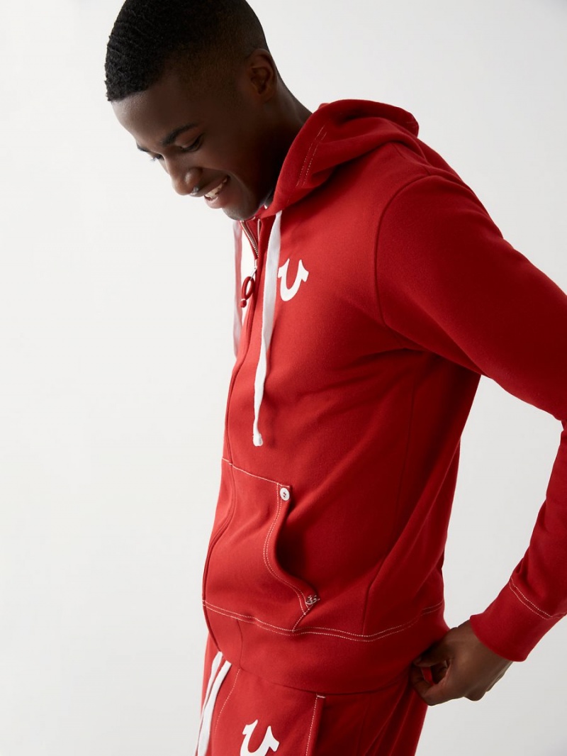 Ruby Red True Religion Buddha Zip Hoodie | 2794-COWUI