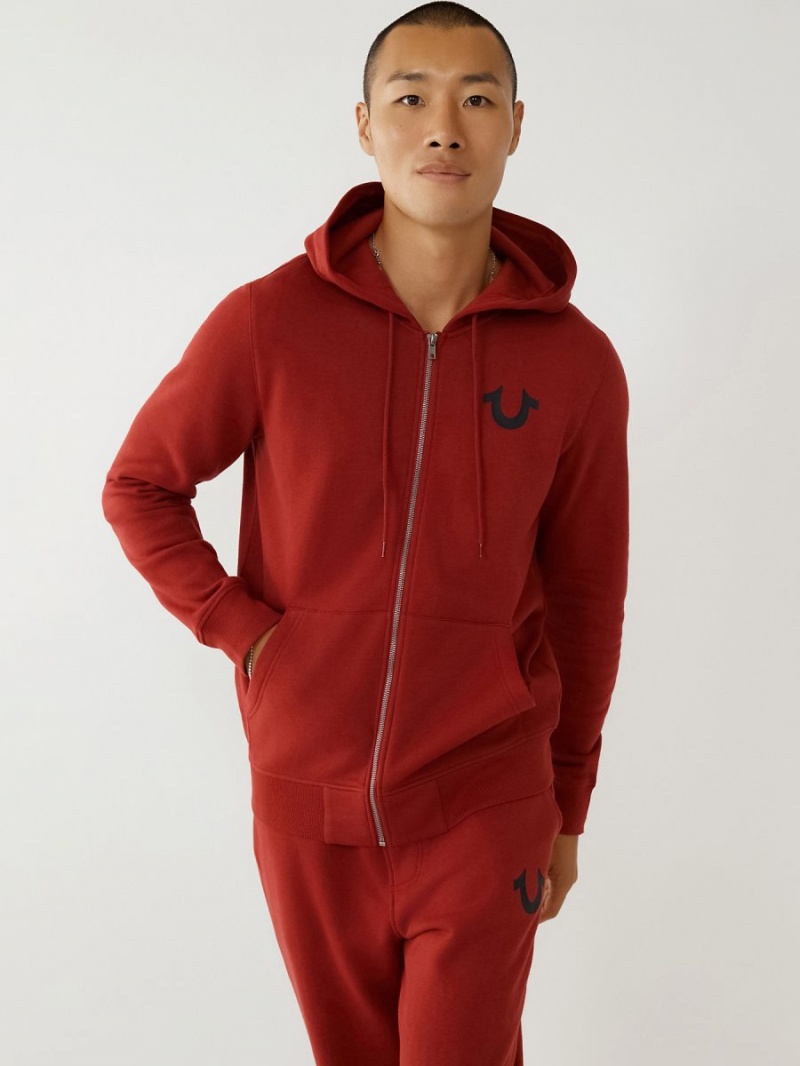 Ruby Red True Religion Buddha Zip Hoodie | 6532-YHWML