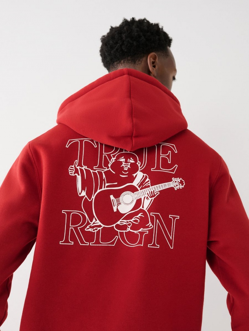 Ruby Red True Religion Buddha Zip Hoodie | 4391-POXHR