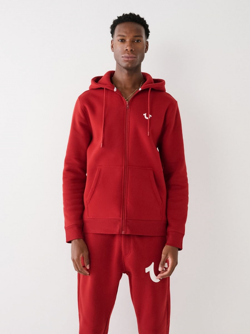 Ruby Red True Religion Buddha Zip Hoodie | 4391-POXHR