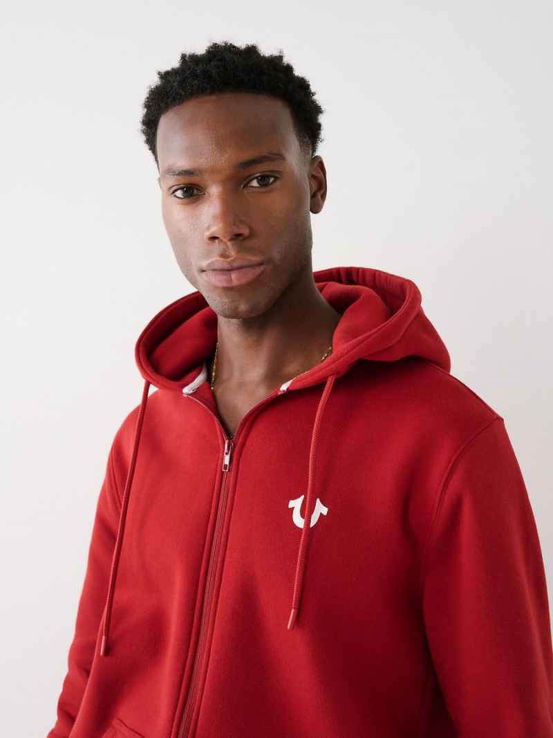 Ruby Red True Religion Buddha Zip Hoodie | 4391-POXHR