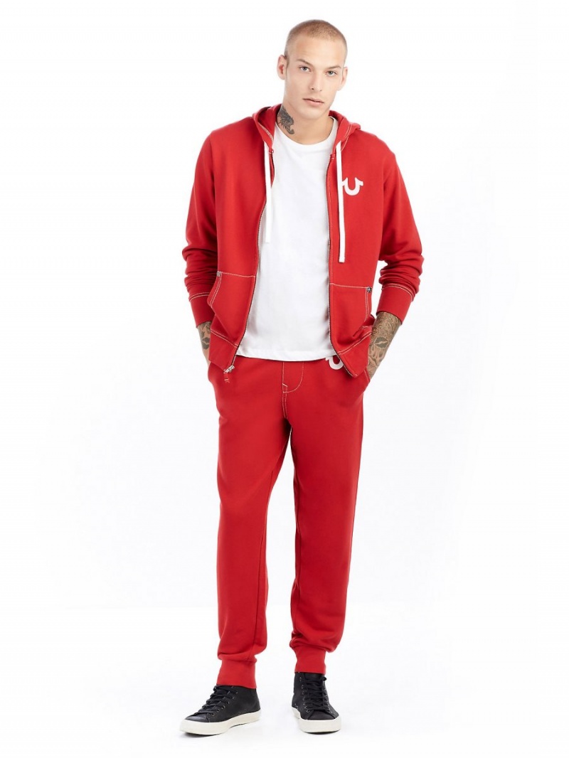 Ruby Red True Religion Classic Logo Jogger | 9127-EBKVX