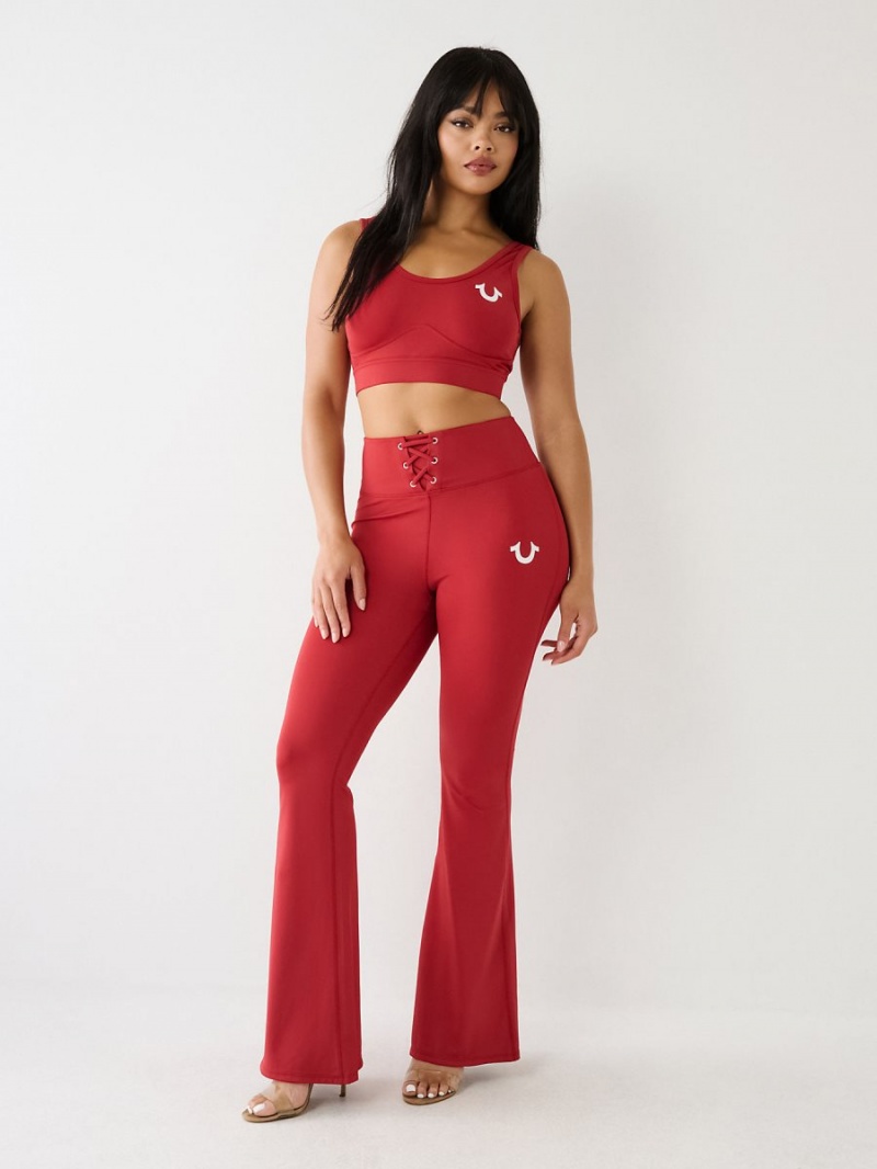 Ruby Red True Religion High Rise Lace Up Flare Leggings | 2548-RTBAF